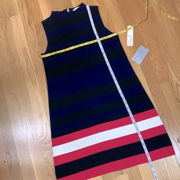 ELIZA J Color Blocking stripes high neck sleeveless exposed gold zip back size 4 - Picture 9 of 11